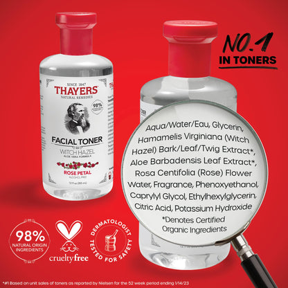Thayers Alcohol-Free Rose Petal Witch Hazel Facial Toner, Soothing and Hydrating, for All Skin Types, Including Sensitive, Alcohol Free, VALUE Duo Pack (2 x 355mL)