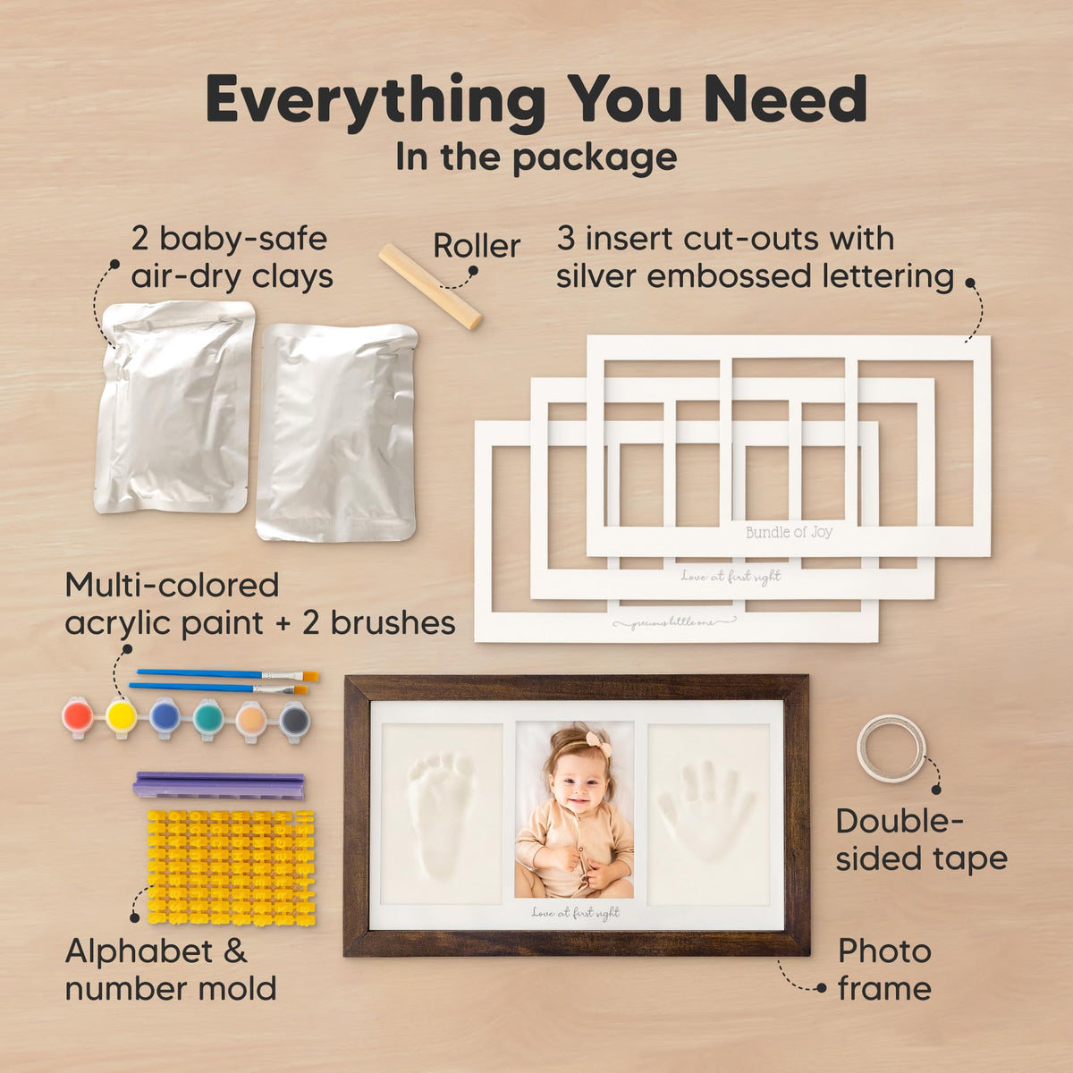 KeaBabies Baby Hand and Footprint Kit, Clay Keepsake Frame (Dark Walnut) 🍁 All In One Marketplace Canada