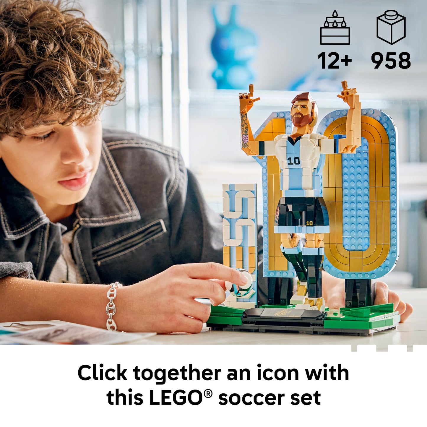 LEGO Editions Lionel Messi – Soccer Legend - Building Set for Boys & Girls, Ages 12+ - Collectible Soccer Gift with Plaque - Kids Bedroom or Shelf Decor - 43015 LEGO