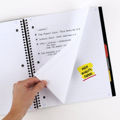 Five Star Advance Spiral Notebook-Standard Size, 5 Subject, College Ruled, 8.5 x 11 Inch Sheet Size, Black (73144)