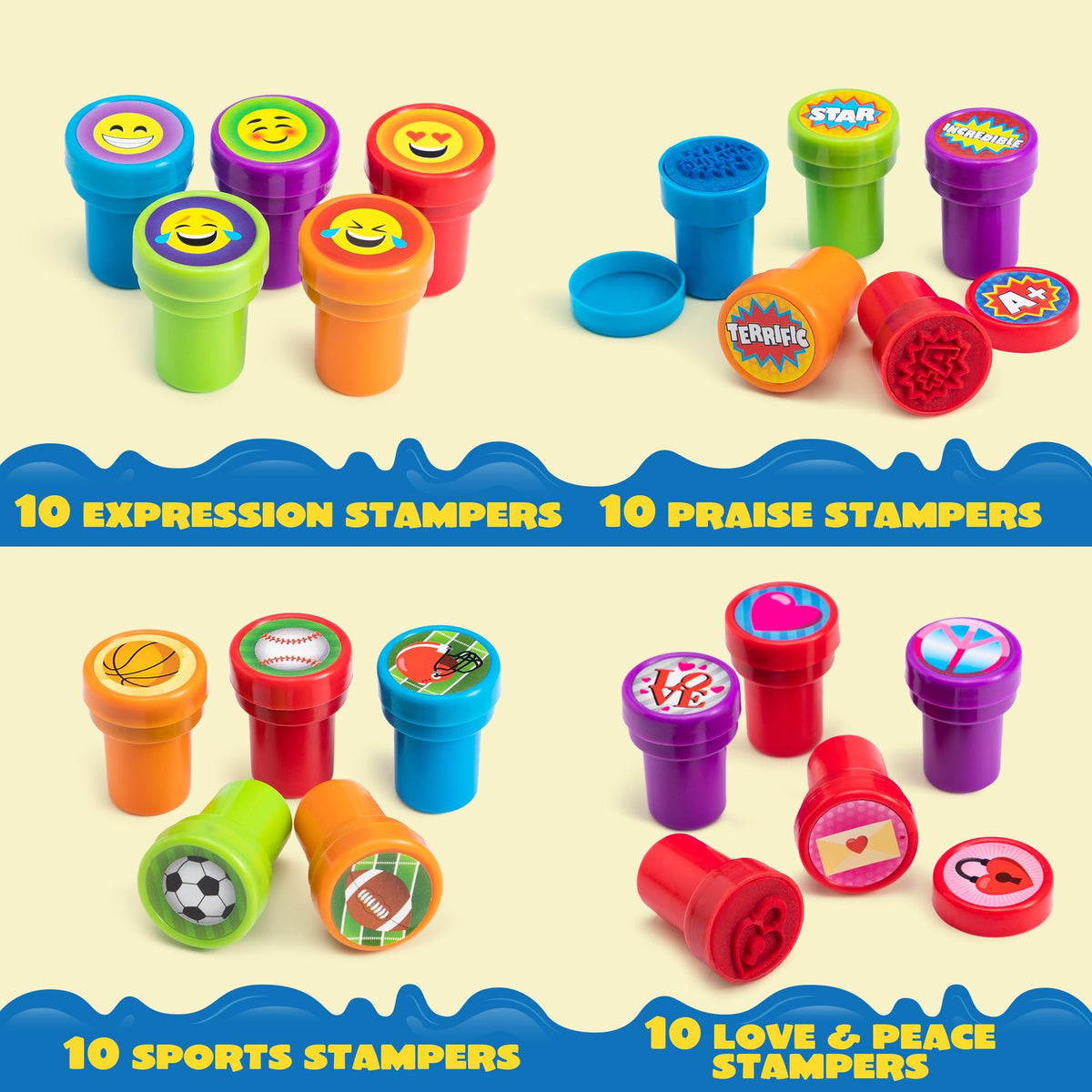 100 Pcs Assorted Stamps for Kids Self-ink Stamps (50 DIFFERENT Designs, Dinosaur, Zoo Safari Stampers) for Party Favor, Carnival Prizes, School, Easter Egg Stuffers, Halloween, Christmas 🍁 All In One Marketplace Canada