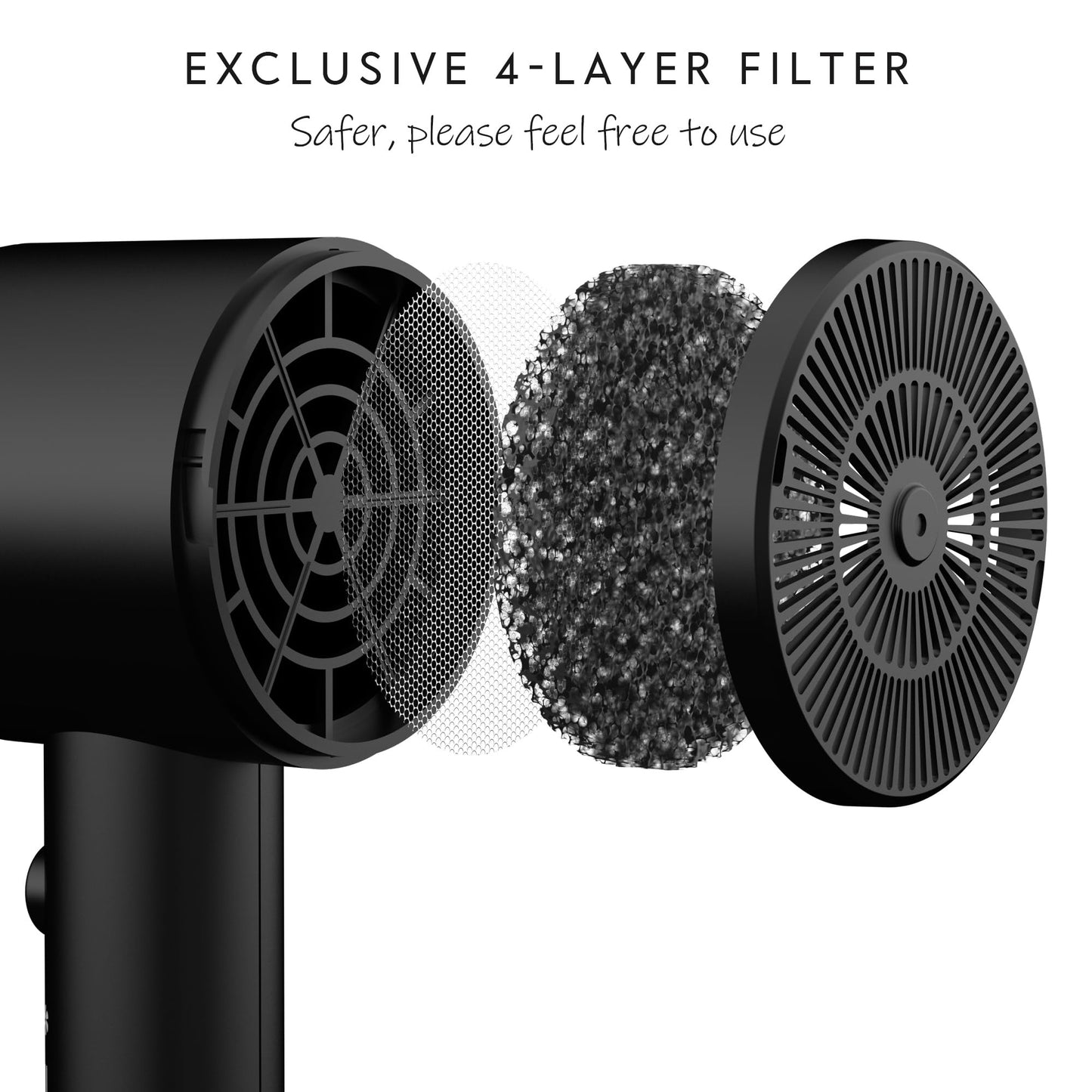 AINA Diffuser Hair Dryer Full-Featured Blow Dryer 110V/1600W(Vader Black) - Available at All In One Marketplace Canada