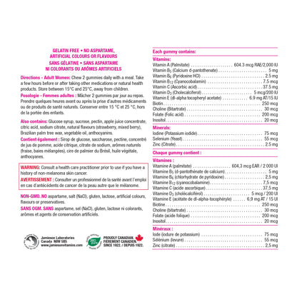 Jamieson Multivitamin Gummies for Women, 130 Gummies Mixed Berry Flavour. Supports Bone Health, Immunity, Energy, Hair, Skin Nails. With Biotin and Vitamin B12, Vegetarian, Non-GMO - Available at All In One Marketplace Canada