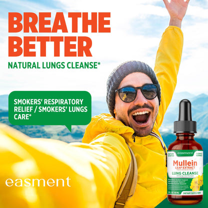Easement Gouttelettes d'extrait de Molène pour les poumons – Complément à base de plantes pour le nettoyage des poumons, le soulagement du mucus et des mucosités – Liquide sans alcool