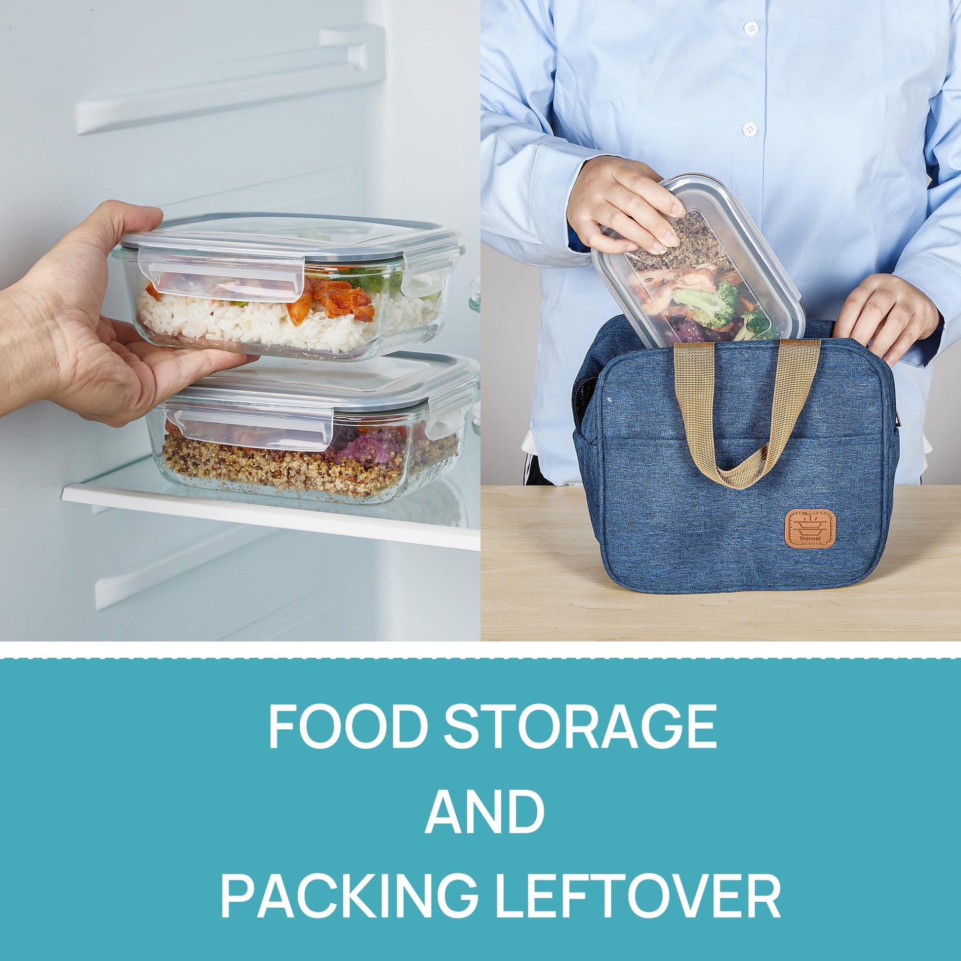 Vtopmart 5 Pack 22oz Glass Food Storage Containers with Lids, Meal Prep Containers, Airtight Lunch Bento Boxes with Snap Locking Lids for Microwave, Oven, Freezer and Dishwasher - Available at All In One Marketplace Canada