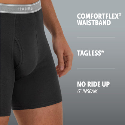 Hanes Mens Underwear Briefs, Cool Dri Moisture-Wicking Cotton No-Ride-up for Men, Multi-Packs Available Boxer, 12 Pack - Black, Large US