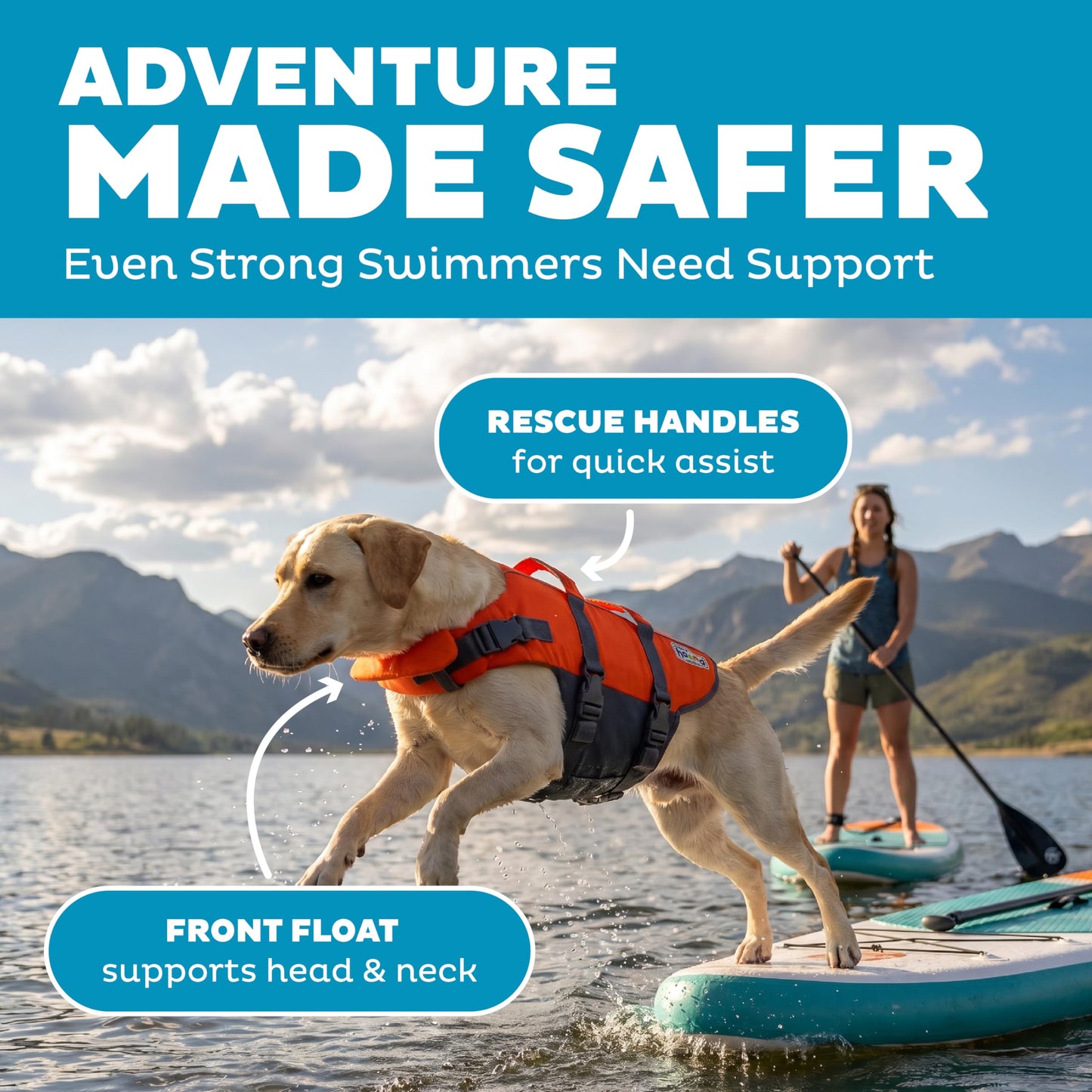 Outward Hound Granby Splash Orange Dog Life Jacket, Large