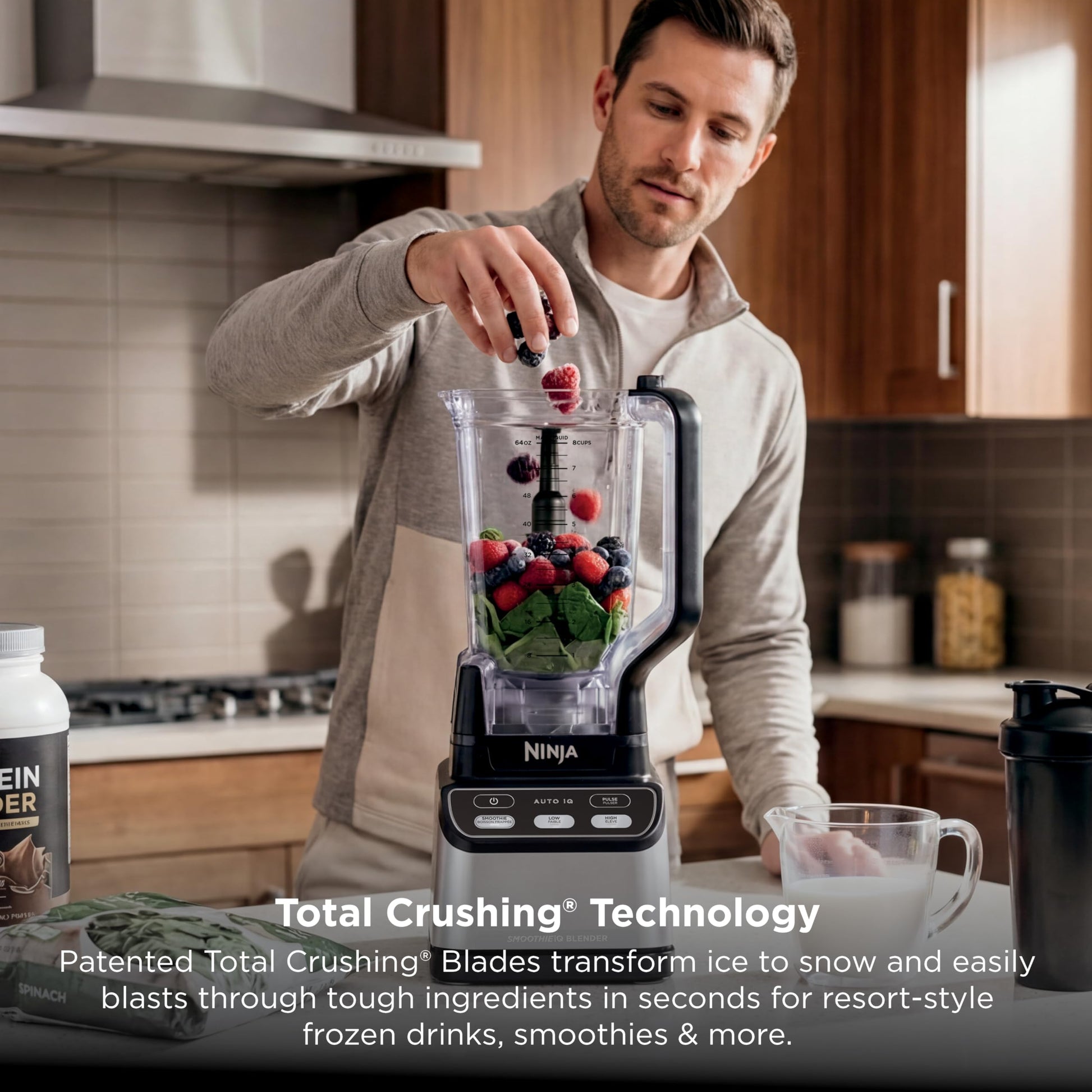 Ninja Professional Blender 2.0, 1400W, 72 oz Pitcher, Auto-iQ Smoothie Program, Total Crushing Blades for Ice & Frozen Drinks, BPA-Free, Dishwasher Safe, CCO750BSL (Canadian Version) - Available at All In One Marketplace Canada