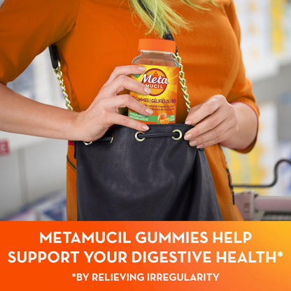 Metamucil Fibre Gummies, No Sugar Added, Daily Supplement, Prebiotic Plant-Based Fibre Blend, Orange Flavour, 72 Gummies