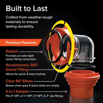 Camco 39736 RhinoFLEX Elbow and 4-in-1 Adapter with Swivel Bayonet Fitting, Orange/Clear 🍁 All In One Marketplace Canada