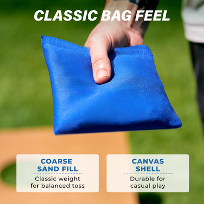 GoSports Official Regulation Cornhole Bean Bags Set of 8 - All Weather - Classic Red and Blue
