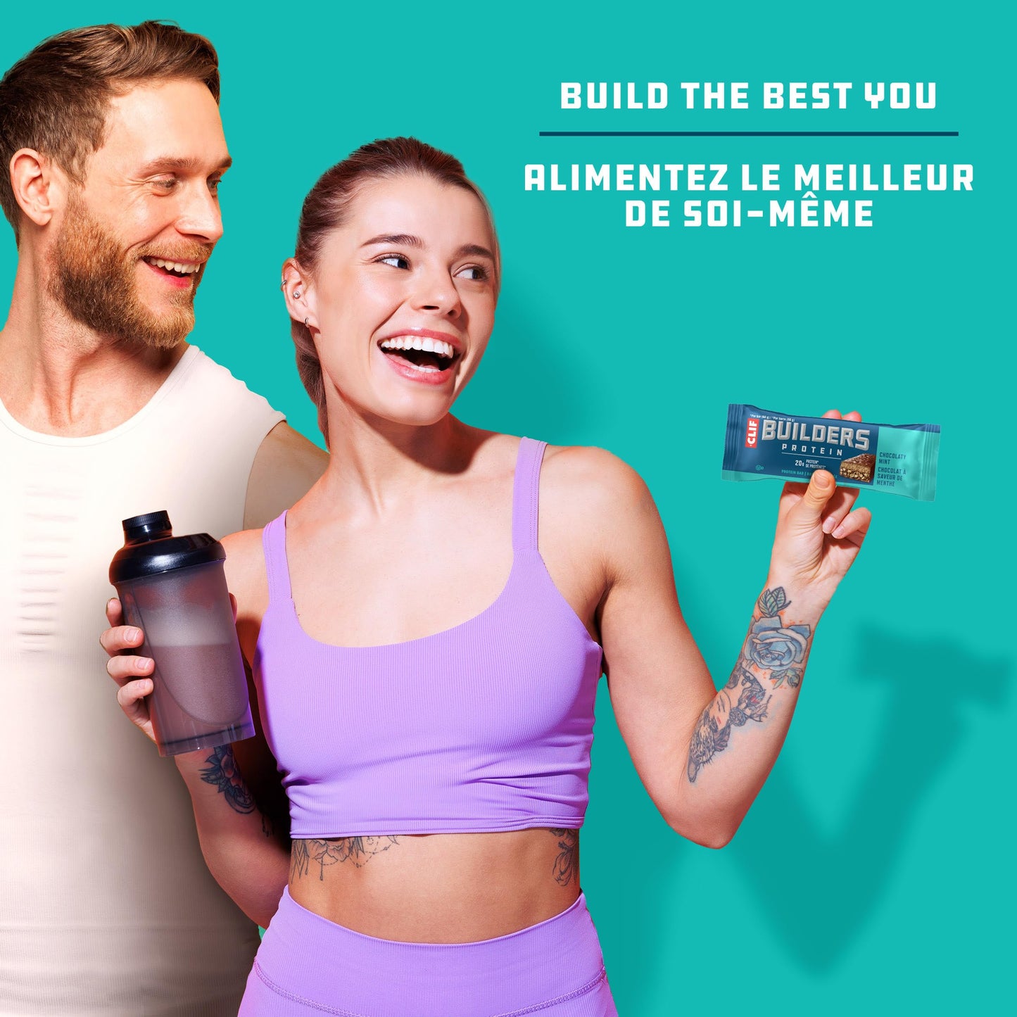 CLIF BUILDERS Protein Bars, Chocolate Mint Flavour, 20g of Protein, Prepared in Canada, Gluten Free, No Artificial Sweeteners, 68 g (Pack of 12), Prepared in Canada - Available at All In One Marketplace Canada