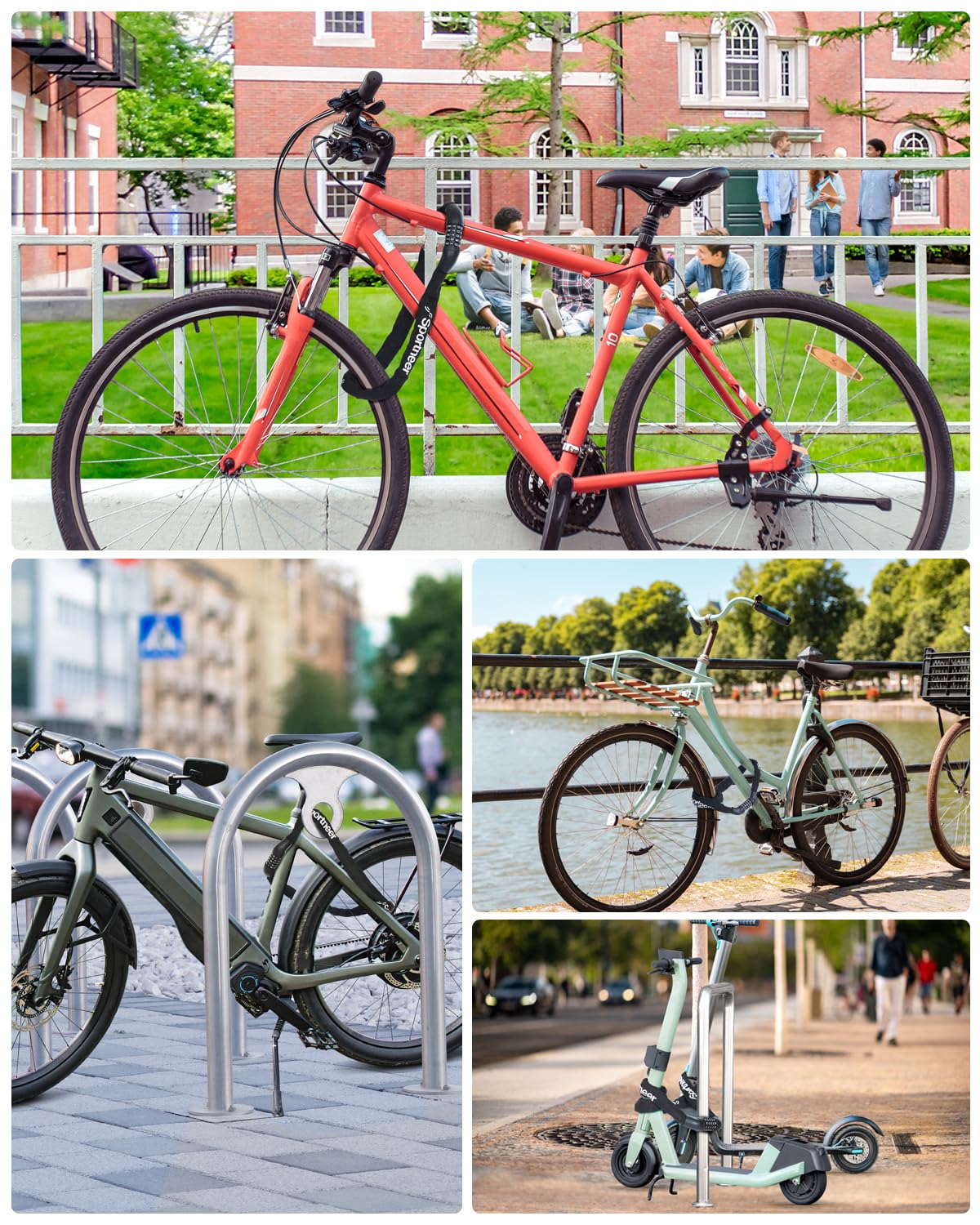 Bike Lock, 5-Digit Resettable Combination Bicycle Lock, Heavy Duty Anti-Theft Bike Chain Locks for Road Bike Mountain Bikes Cycling Locks