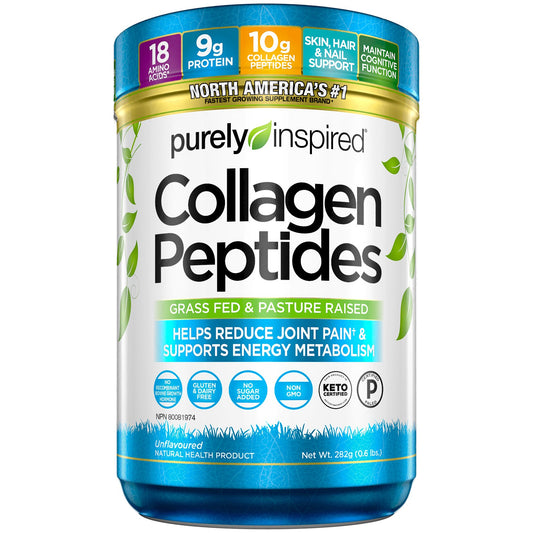 Purely Inspired Collagen Peptides Powder for Women & Men (Unflavoured) - Paleo & Keto-Friendly Supplement for Healthy Skin & Hair - Grass-Fed & Pasture Raised - 282g, 28 Servings (Pack of 1) - Available at All In One Marketplace Canada