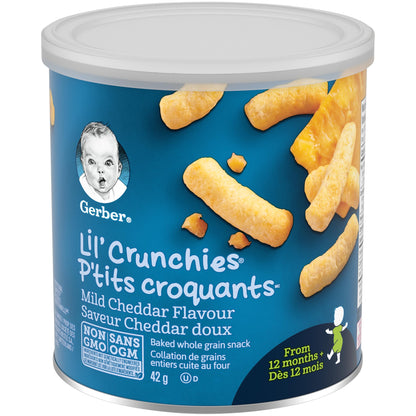 GERBER Lil’ Crunchies Mild Cheddar Flavour Toddler Snacks, 6 Boxes, 252 g Gerber