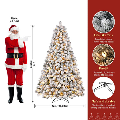 SHareconn 6ft Snow Flocked Spruce Pre-lit Artificial Christmas Tree, White 🍁 All In One Marketplace Canada