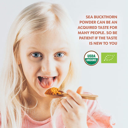 Organic Sea Buckthorn Berry Powder – Nutrient-Dense Whole Berry Blend, 4 Oz, Rich in Omegas & Vitamin C