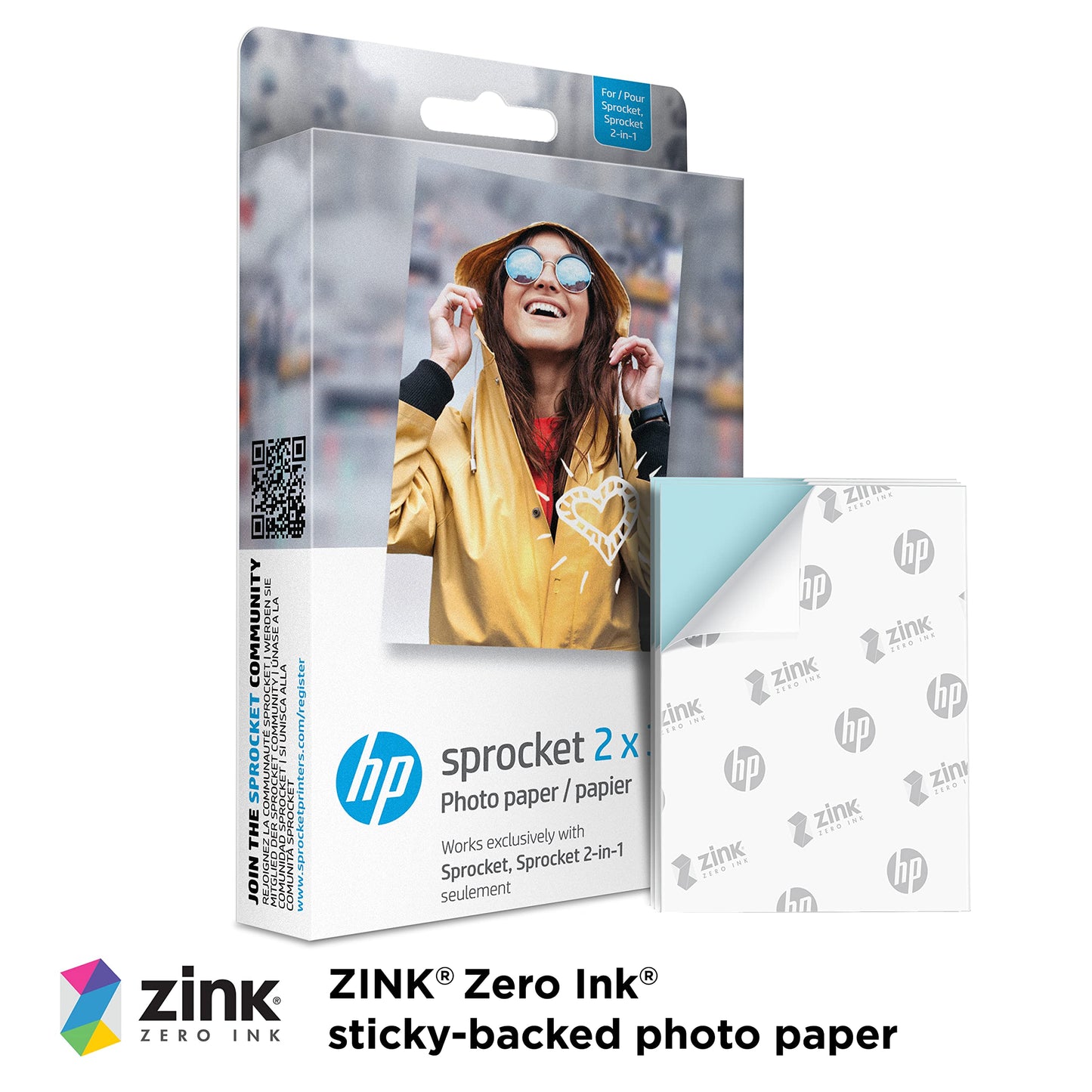 HP Sprocket 2x3 Premium Zink Sticky Back Photo Paper (50 Sheets) Compatible with HP Sprocket Photo Printers