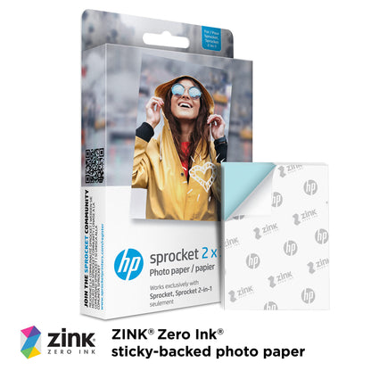 HP Sprocket 2x3 Premium Zink Sticky Back Photo Paper (50 Sheets) Compatible with HP Sprocket Photo Printers