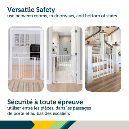 Safety 1st SecureTech Tall & Wide Pressure-Installed Metal Gate with SecureTech Locking Handle - Fits 29-47" Wide, 36" Tall, Includes 2 Extension Panels And 4 Wall Cups, Great For Babies And Pets