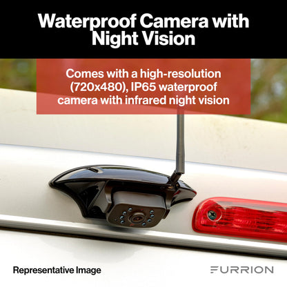 Furrion Vision S Wireless RV Backup Camera System with 4.3-Inch Monitor, 1 Rear Sharkfin Doorway Security, Infrared Night Vision, Wide-Angle View, Hi-Res, Waterproof - FOS43TASF Furrion