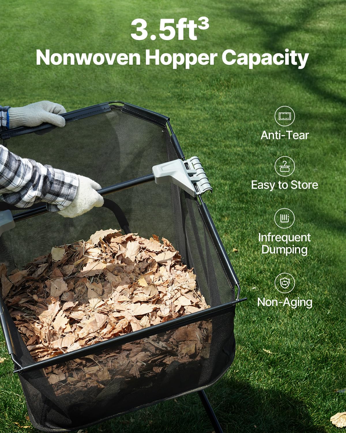 VEVOR Push Lawn Sweeper, 21-inch Leaf & Grass Collector, Strong Wheels & Heavy Duty Thickened Steel Durable to Use with Large Capacity 3.5 cu. ft. Mesh Collection Hopper Bag, 2 Spinning Brushes VEVOR