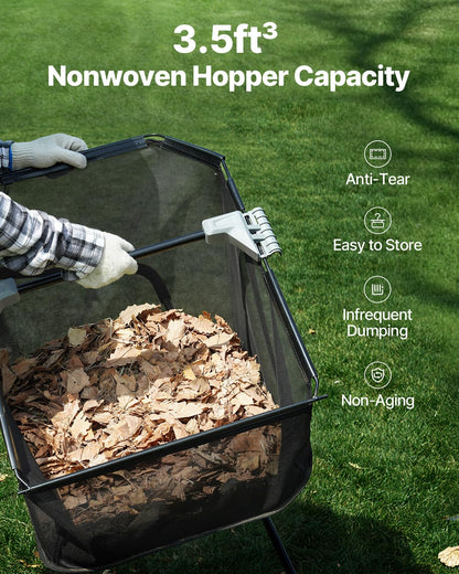 VEVOR Push Lawn Sweeper, 21-inch Leaf & Grass Collector, Strong Wheels & Heavy Duty Thickened Steel Durable to Use with Large Capacity 3.5 cu. ft. Mesh Collection Hopper Bag, 2 Spinning Brushes VEVOR