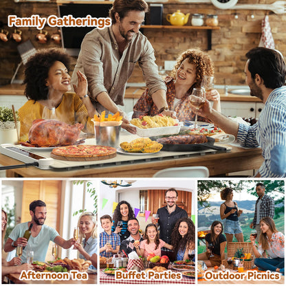 Food Warming Mat Electric Tray: Adjustable Silicone Heating Pad with 3 Temperature Settings 4 Timer Function Portable Roll Up Hot Plate for Buffets Party Gatherings Kitchen Warmer Countertop Holiday 🍁 All In One Marketplace Canada