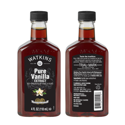 Watkins Pure Vanilla Extract with Madagascar Vanilla Beans, Non-GMO, Kosher, 118 ml, 1 Count 🍁 All In One Marketplace Canada