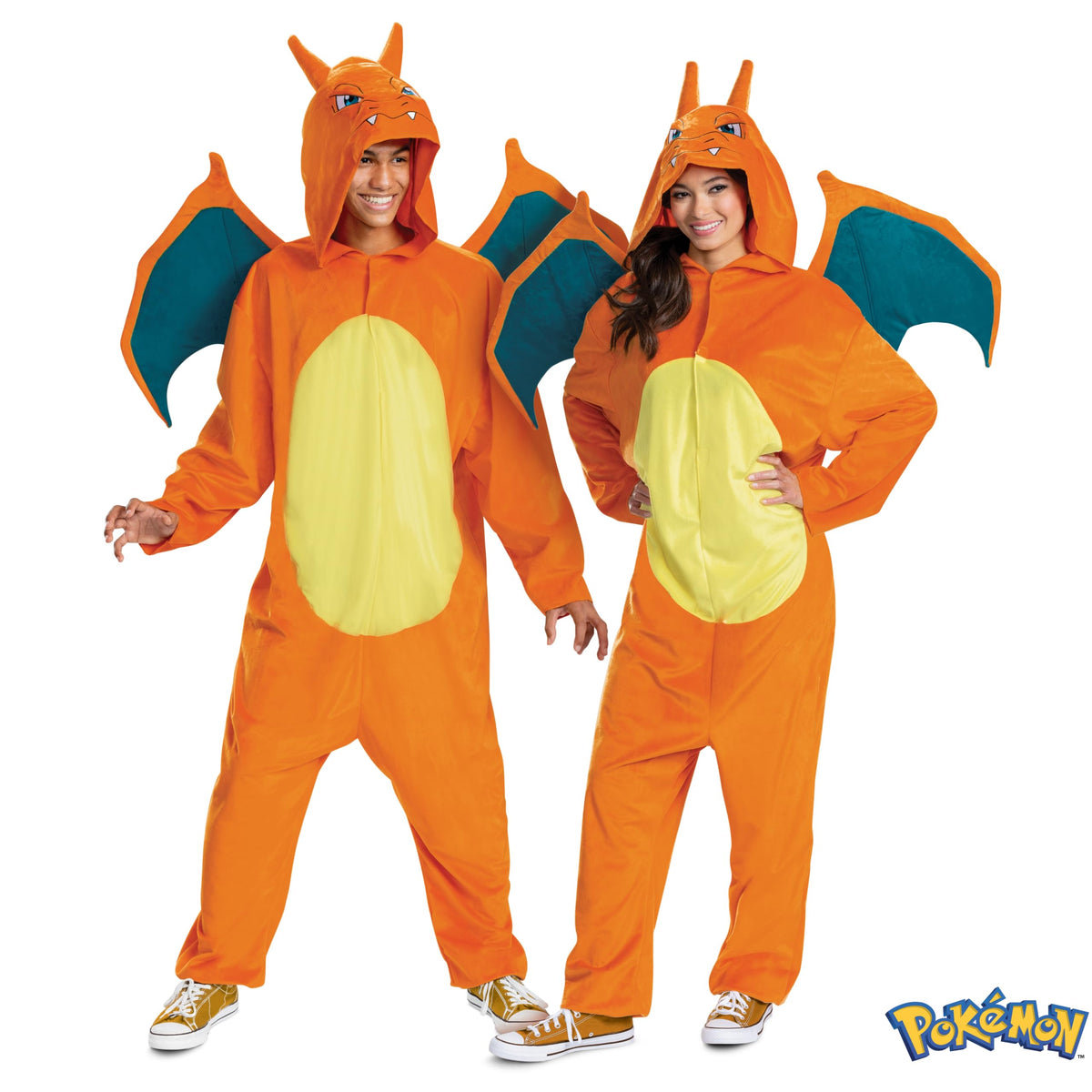 Déguisement de luxe officiel Pokémon Dracaufeu pour adulte (unisexe) pour Halloween avec ailes, taille M (38-40)