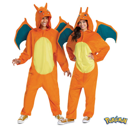 Déguisement de luxe officiel Pokémon Dracaufeu pour adulte (unisexe) pour Halloween avec ailes, taille M (38-40)