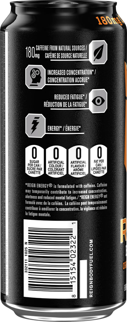 Reign Energy, Orange Dreamsicle, 473mL Cans, Pack of 12