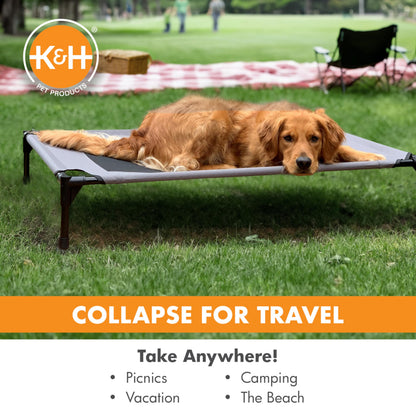 K&H Pet Products Outdoor Elevated Dog Cot, Breathable Cooling Elevated Cot Hammock Pet Bed for Large Dogs, Washable Mesh Cover, Raised Metal Frame, Collapsible, Portable - Large 42 X 30in Gray 🍁 All In One Marketplace Canada