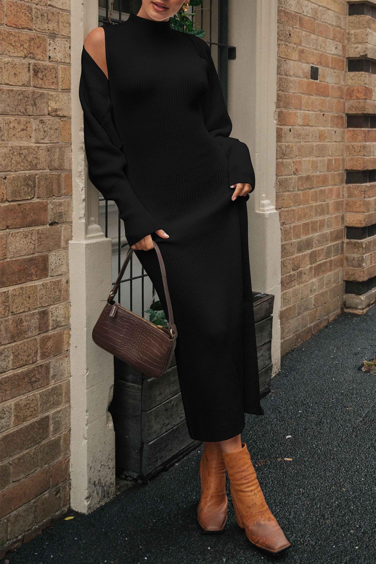 PRETTYGARDEN Women's 2 Piece Ribbed Knit Sweater Dress Set Black,M 🍁 All In One Marketplace Canada