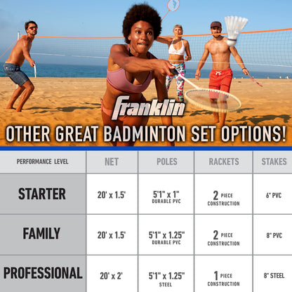 Franklin Sports Badminton Set - Portable Badminton Set - Adult and Kids Badminton Net - Perfect Backyard/Lawn Game - Includes 4 Badminton Racquets - Recreational Franklin Sports