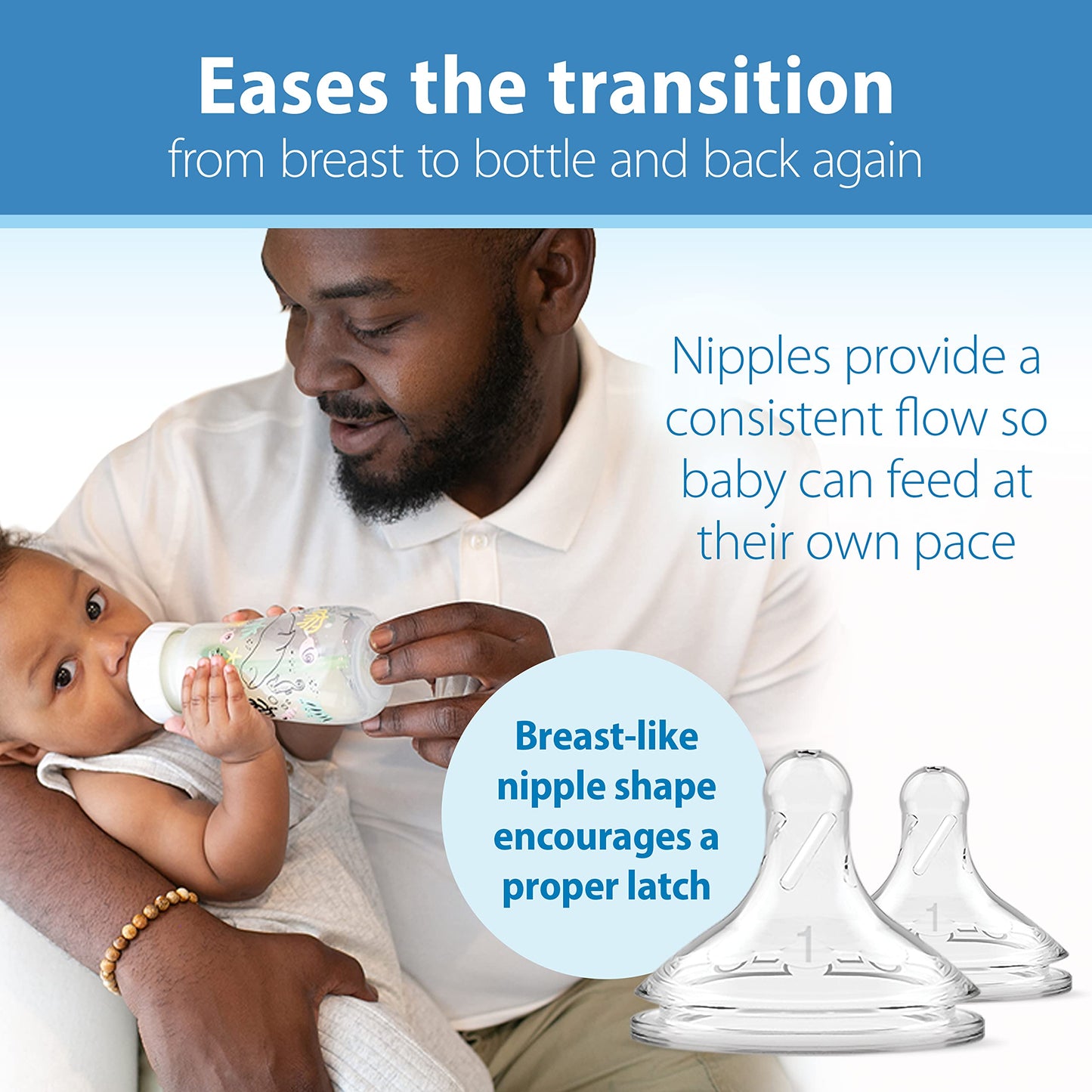 Dr. Brown’s Natural Flow Anti-Colic Options+ Wide-Neck Baby Bottle Designer Edition Bottles, Ocean Decos, 9 oz/270 mL, Level 1 Nipple, 2-Pack, 0m+ 🍁 All In One Marketplace Canada