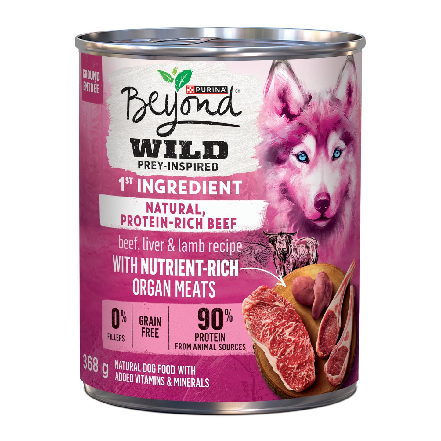Beyond Wild Wet Dog Food, Ground Entrée Beef, Liver & Lamb (12 Pack) Beyond