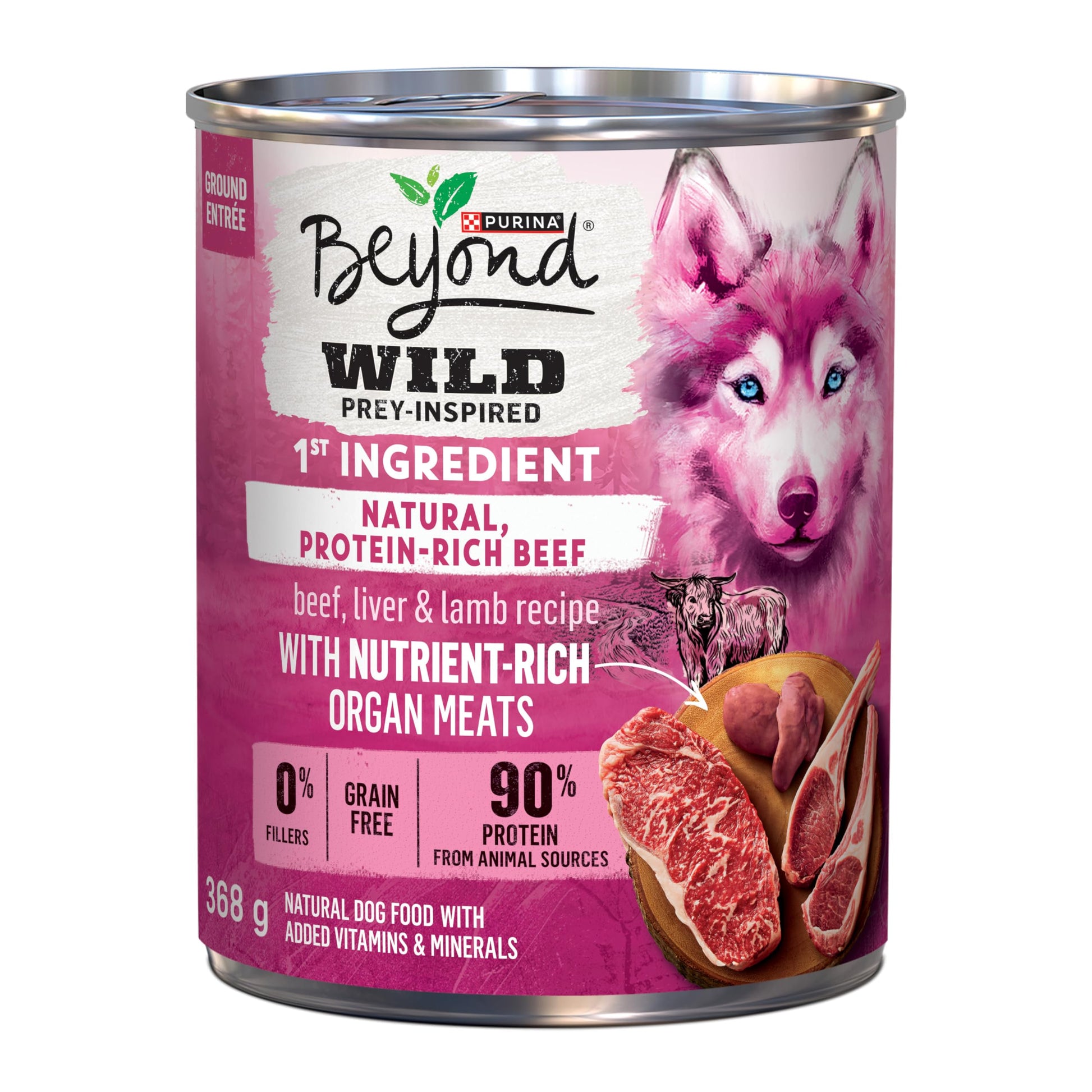 Beyond Wild Wet Dog Food, Ground Entrée Beef, Liver & Lamb (12 Pack) Beyond