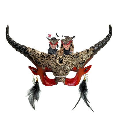 W WIDMANN MILANO Party Fashion - Eye Mask Devil with Horns, Demon, Halloween costume accessory