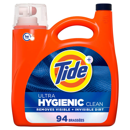Tide Ultra Hygienic Clean Liquid Laundry Detergent, Original Scent, Removes visible and invisible dirt, Laundry Detergent Liquid, 94 Loads, 3.9L - Available at All In One Marketplace Canada