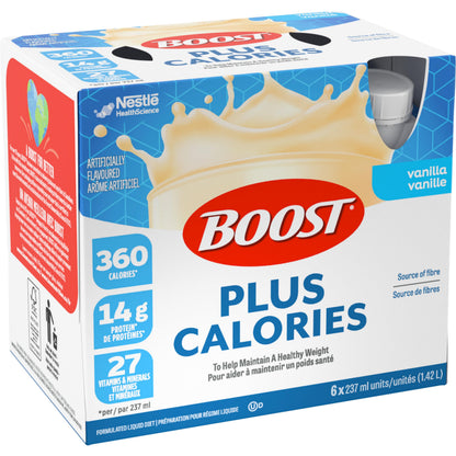 BOOST PLUS Complete Nutrition Drink, Vanilla Flavor, 4 Case Pack (6x237ml Bottles)