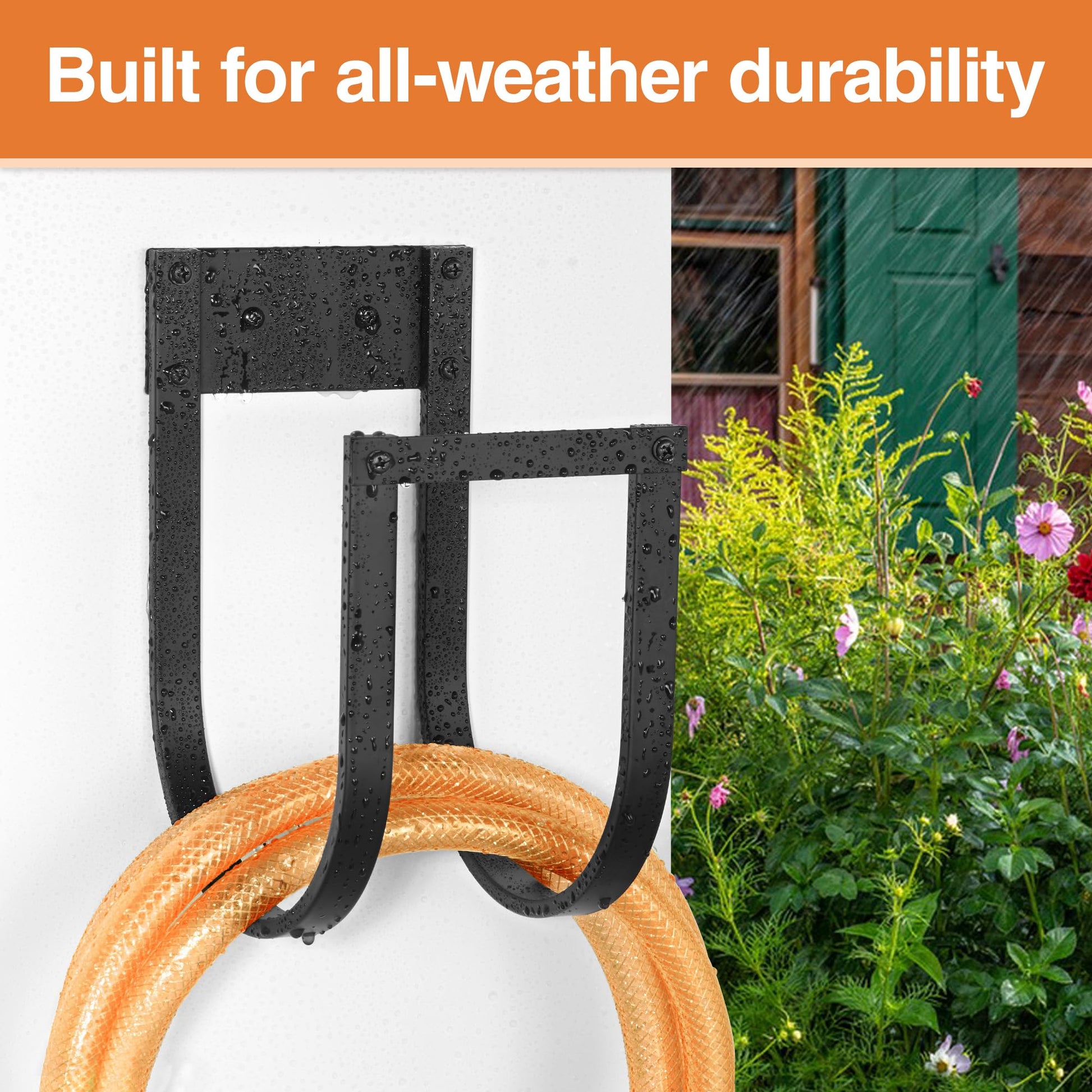 Garden Hose Holder Wall Mount - Heavy Duty Metal Water Hose Hanger for Outside, Durable Hose Hook for Garden, Garage, or Yard Storage - Available at All In One Marketplace Canada