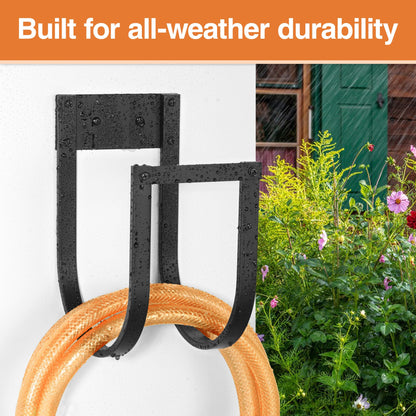 Garden Hose Holder Wall Mount - Heavy Duty Metal Water Hose Hanger for Outside, Durable Hose Hook for Garden, Garage, or Yard Storage - Available at All In One Marketplace Canada