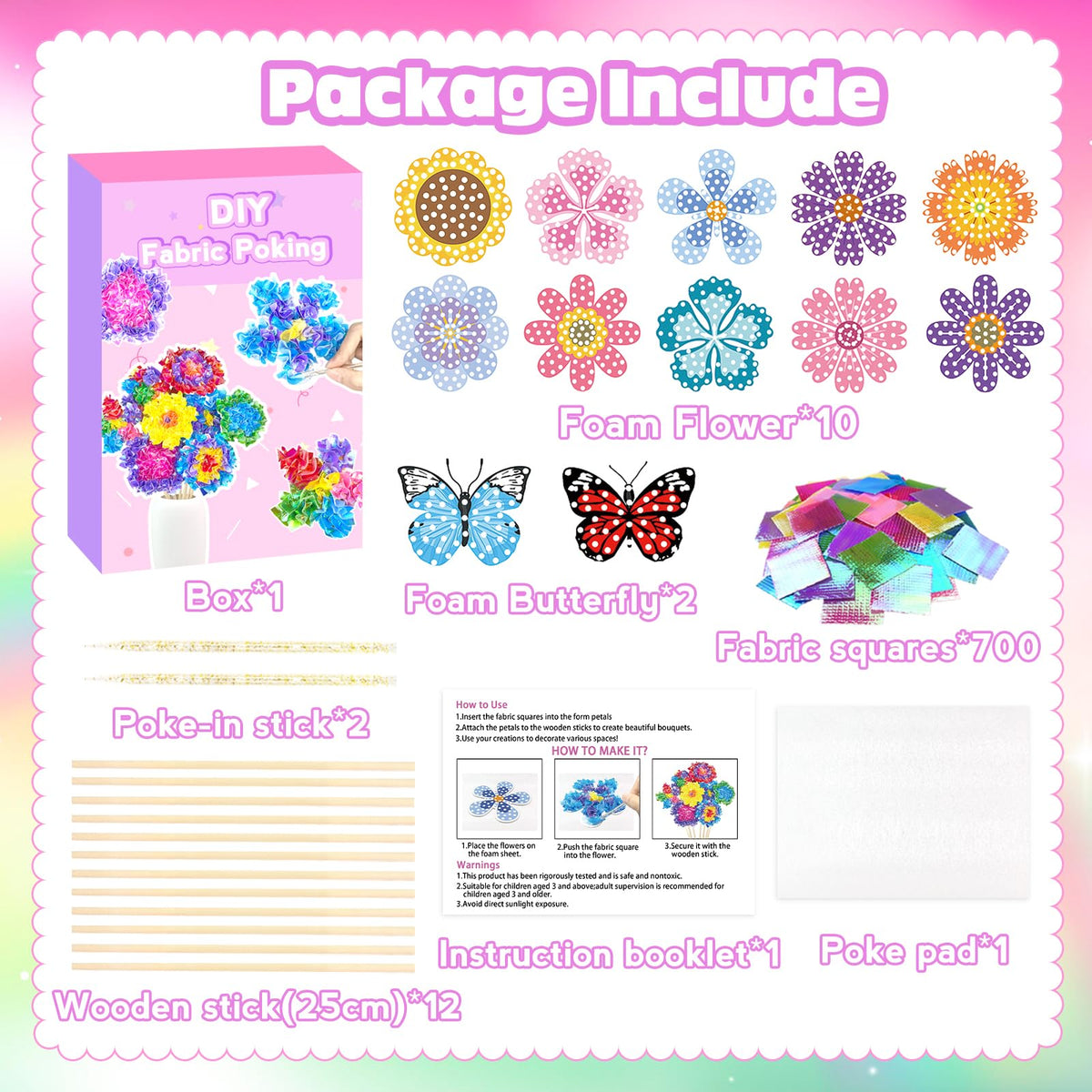 Poke in Fun Art Flower Bouquet Craft Kits for Kids,with 10 Flowers & 2 Butterflies,Arts and Crafts,Mess-Free Craft,DIY Art Activity Birthday Christmas Gifts Ideas for Girls & Boys Ages 4 5 6 7 8 9+ 🍁 All In One Marketplace Canada