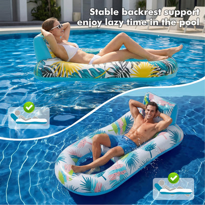 cngg v Pool Floaties for Adults,Inflatable Float Heavy Duty, Backrest & Footrest Pool Float Pool Rafts for Adults Beach Lake Party 2 Pack - Available at All In One Marketplace Canada