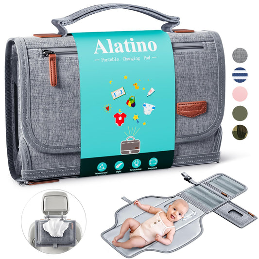 Portable Diaper Changing Pad for Baby, Detachable Travel Changing Pad with Baby Wipes Pocket, Gifts for Baby Shower, Newborn Girls and Boys
