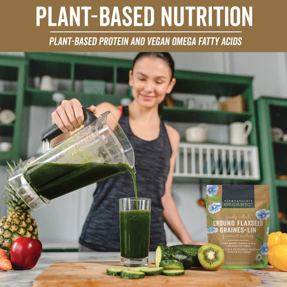 Viva Naturals Canadian-Made Organic Ground Flaxseed - Premium Flax Seeds for Baking, Smoothies - Certified Organic, Non-GMO, Keto & Vegan Friendly Graine De Lin 425 g (15 oz) - Available at All In One Marketplace Canada