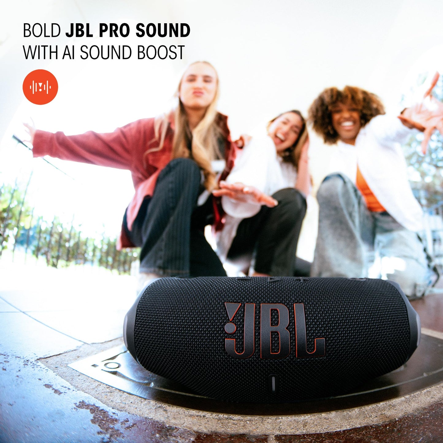 JBL Charge 6 - Portable Waterproof & Drop-Proof Bluetooth Speaker, Bold Pro Sound with AI Sound Boost, 28Hrs of Playtime, Built-in powerbank & Comes with a Sturdy/Removable Carrying Strap (Purple)