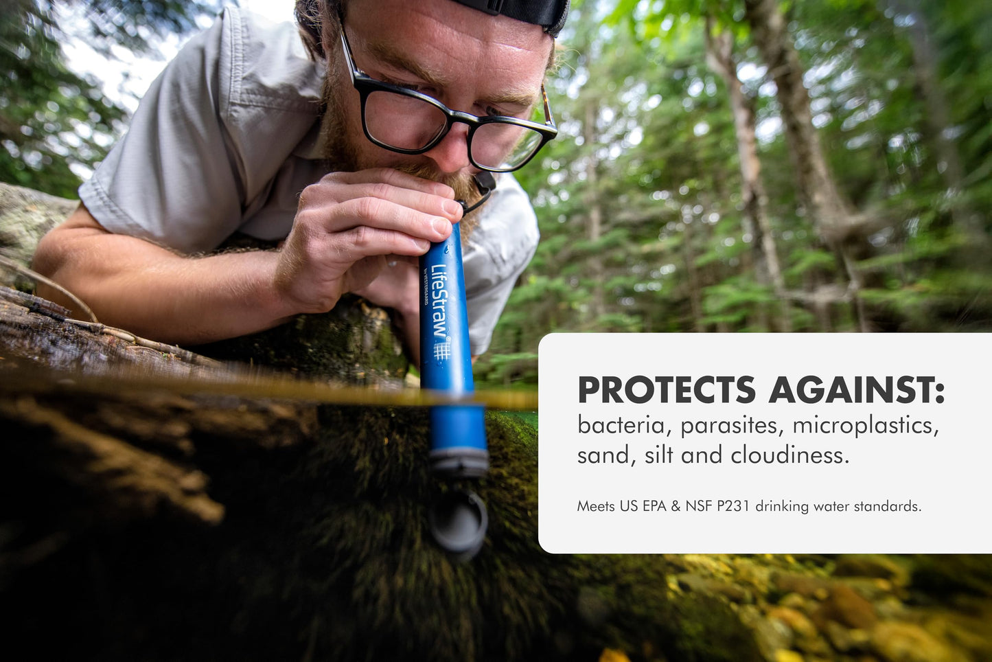 LifeStraw Personal Water Filter for Hiking, Camping, Travel, and Emergency Preparedness, 5 Pack, Blue