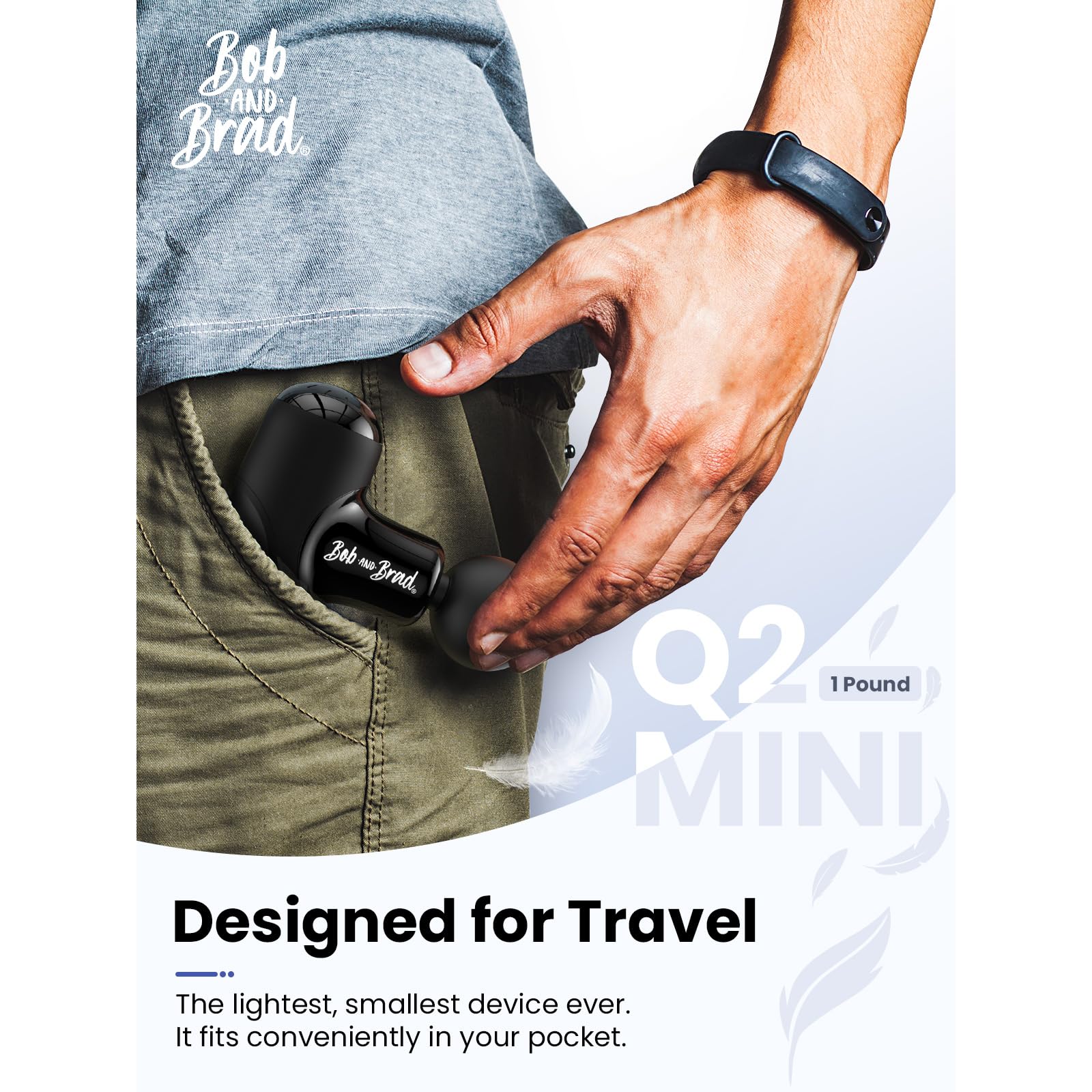 BOB AND BRAD Q2 Mini Massage Gun, Powerful Pocket-Sized Massager, Portable Muscle Massage Gun, Ultra Small & Quiet Massager with Carry Case for On The Go Usage, Gifts for Women Men Athletes (Black) - Available at All In One Marketplace Canada